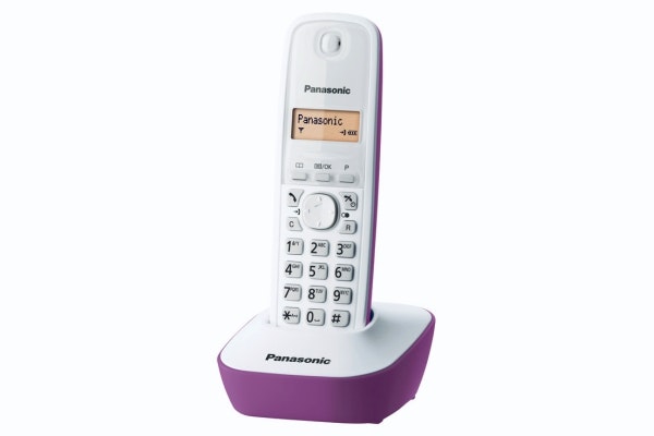 Panasonic KX-TG1611FRF teléfono Teléfono DECT Púrpura, Blanco Identificador de llamadas