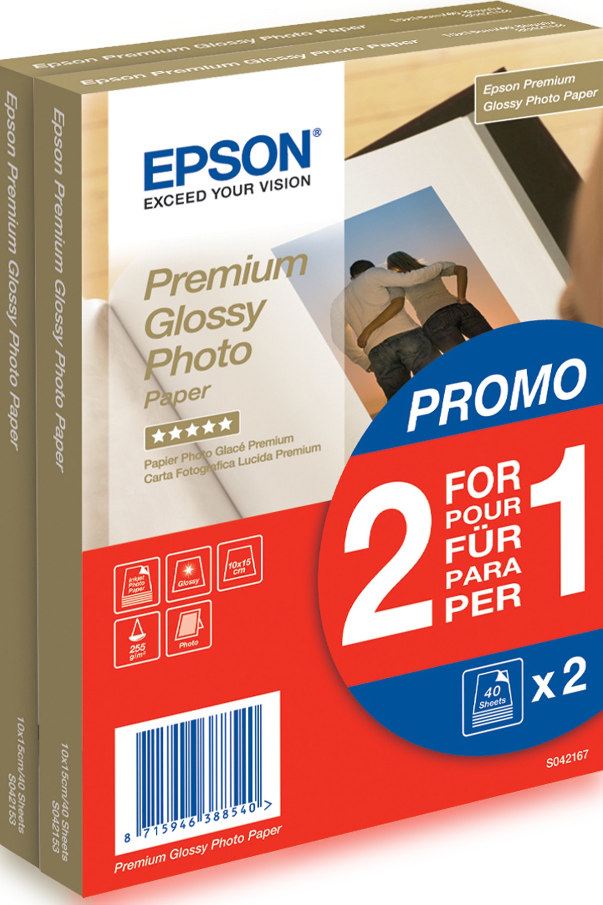 Epson Epson Premium Glossy Photo Paper - 10x15cm - 2x 40