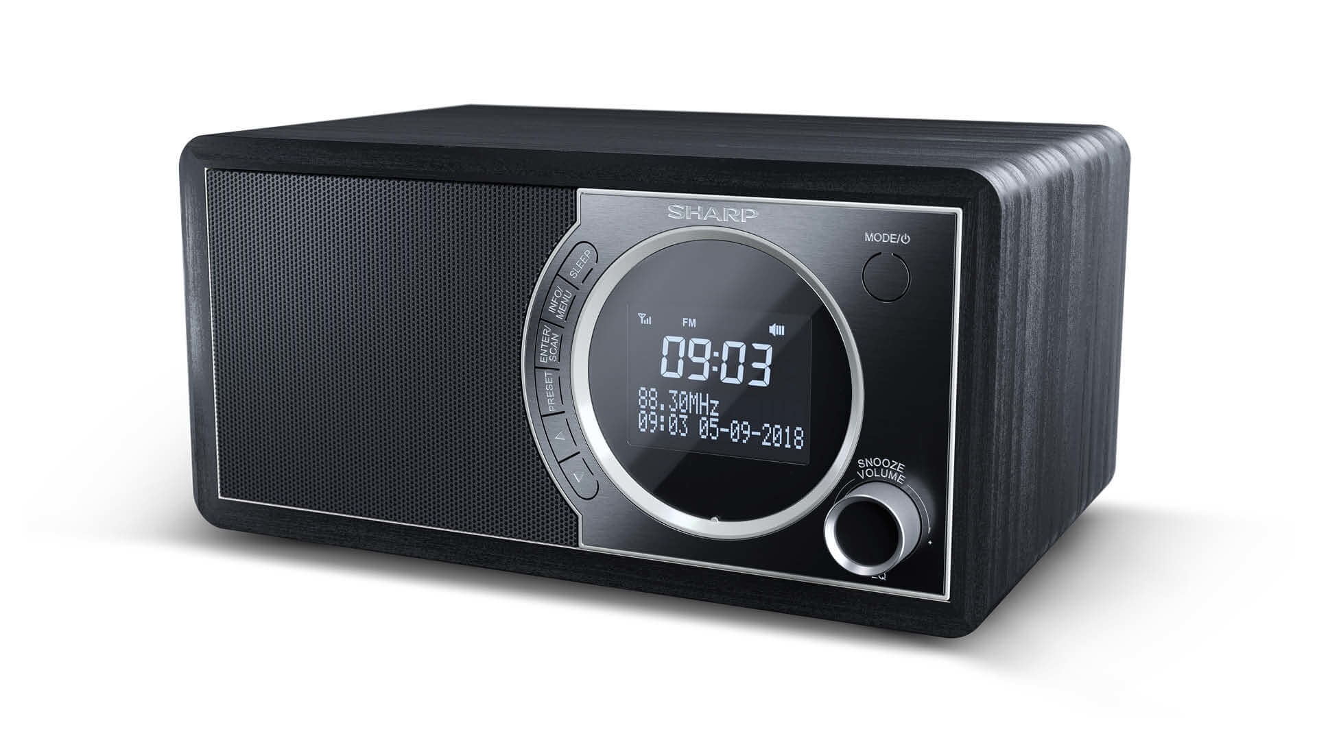 Radio Digital Dr450bk sharp negro dr450 3 w dabdab+fm bluetooth alarma sleep despertador con sintonizador fm 4.2 potencia maxima 6w pantalla lcd carcasa madera y panel frontal