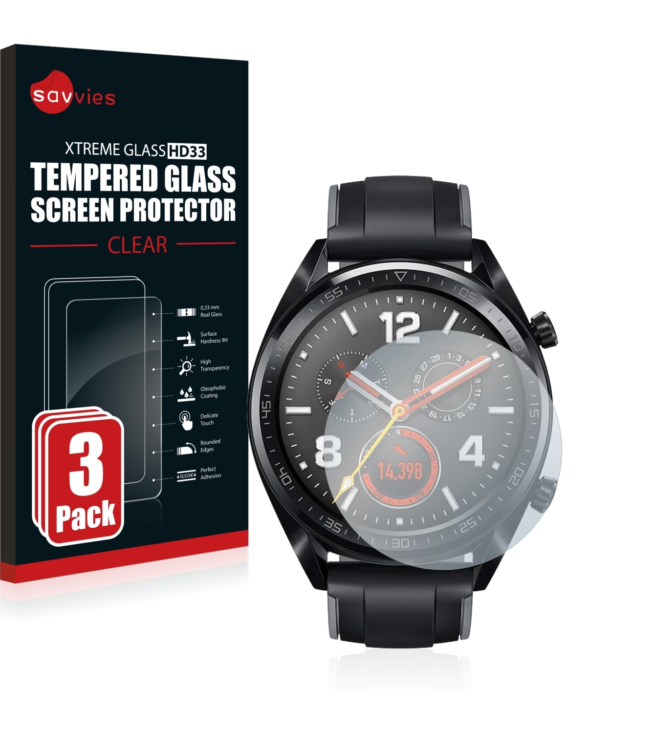 Compra Savvies Protector Cristal Templado Compatible con Huawei Watch GT 2  (46 mm) Protector Pantalla (3 Unidades) Dureza Extrema | Phone House