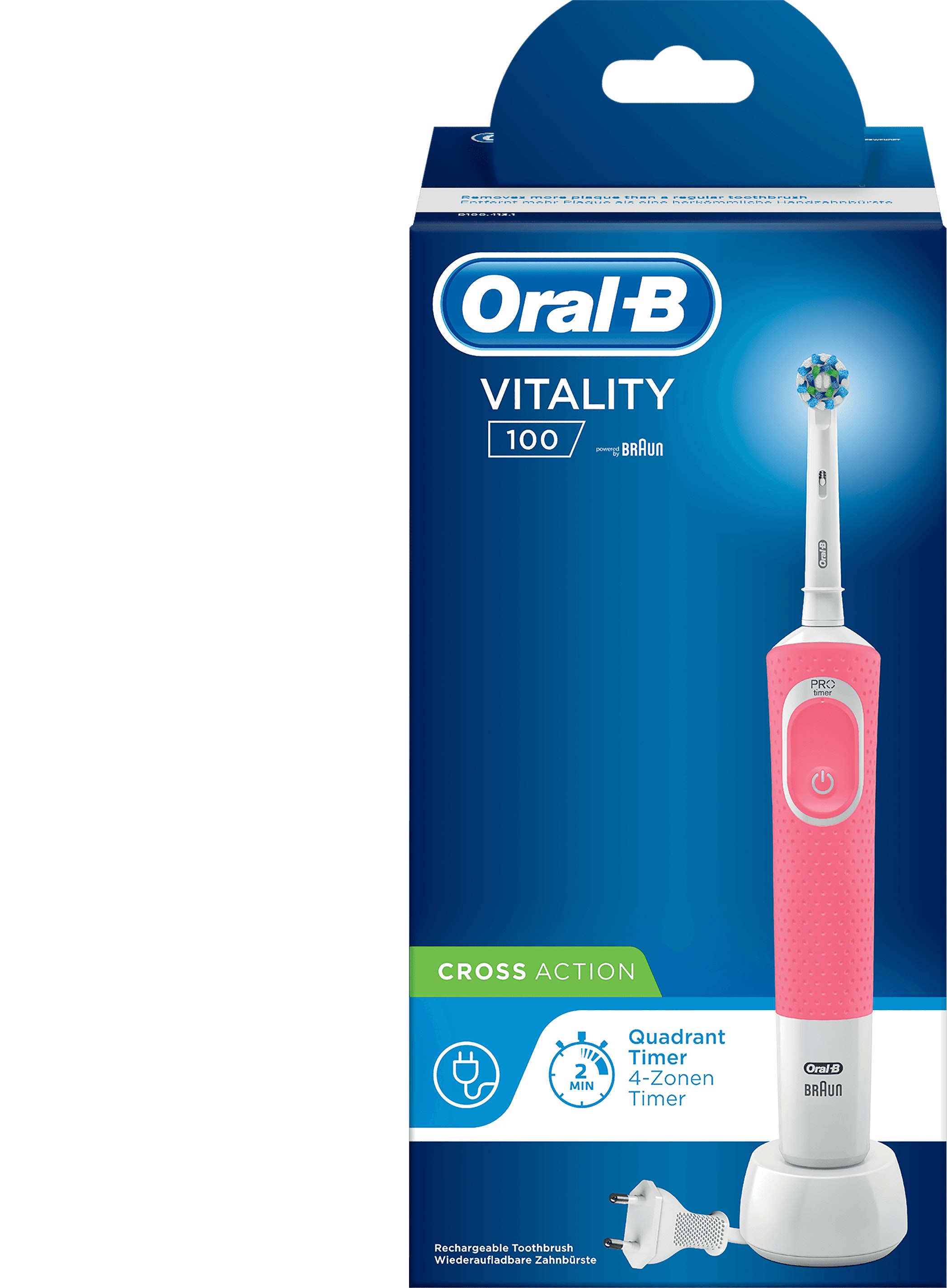 Compra Oral B Vitality 100 Hangable Box Adulto Cepillo Dental Oscilante Blanco Rosa Phone House