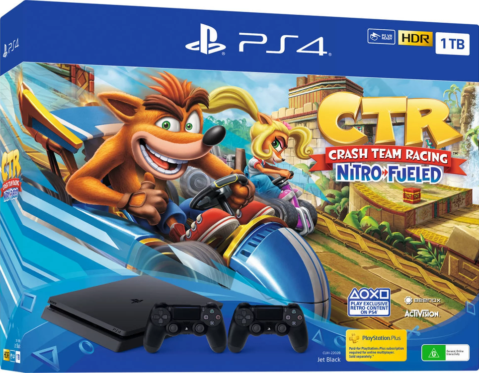 Sony PS4 Slim 1TB + 2 Mandos Dual Shock + CTR Nitro Fue