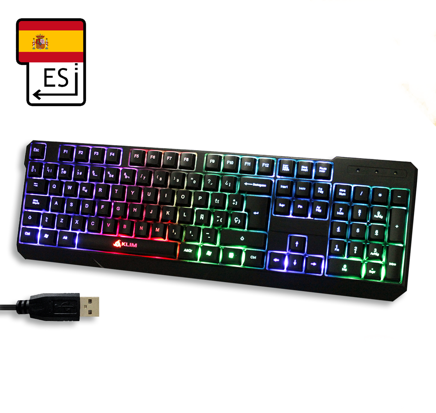 KLIM KLIM Chroma - Teclado gaming ESPAÑOL + Teclado USB