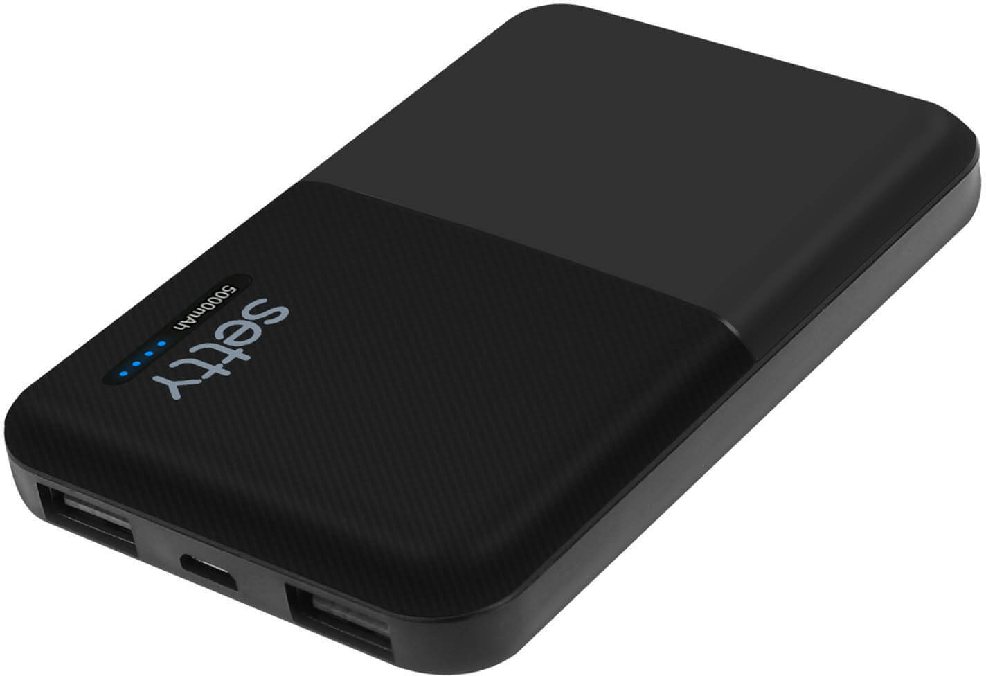 SETTY Powerbank de 5000mAh con 2xUSB de 2 A con formato compacto de Setty - Negra