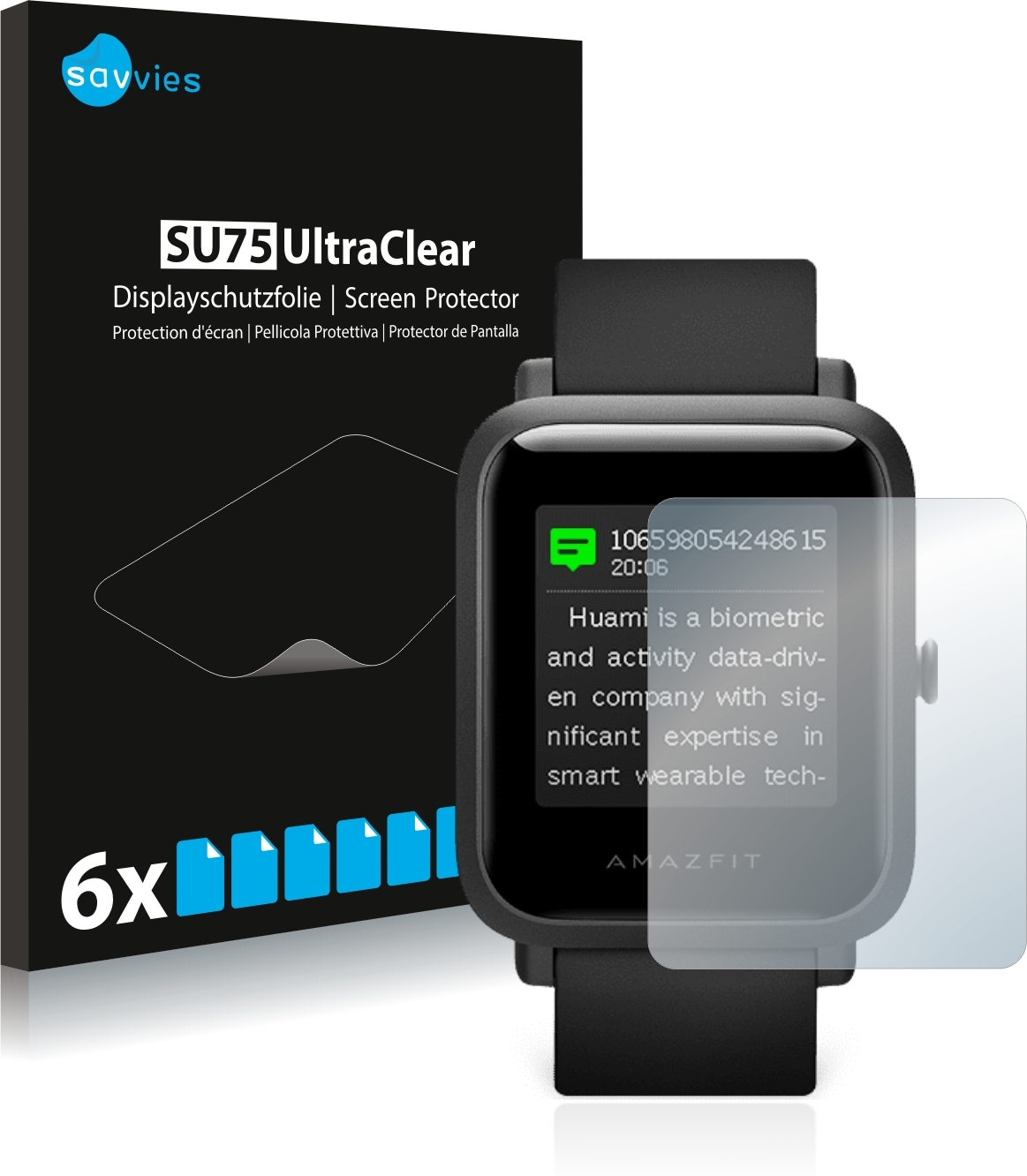 Savvies Protector Pantalla compatible con Huami Amazfit Bi