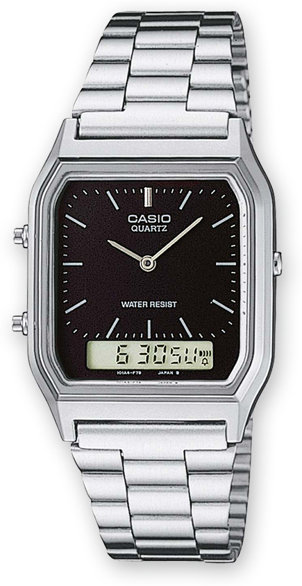 Reloj Casio Hombre metal negro y plateado profesionalizandoreloj digital aq230a 1dmqyes moda aq230a1dmqyes cuarzo de