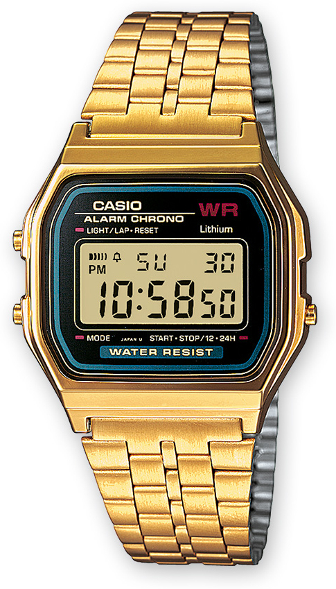 Casio Reloj De pulsera a159wgea1ef digital vintage hombre acero negro oro plata unisex