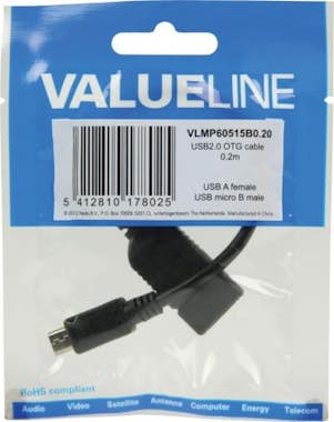 Valueline Valueline VLMP60515B0.20 USB 2.0 Micro-B USB 2.0 A